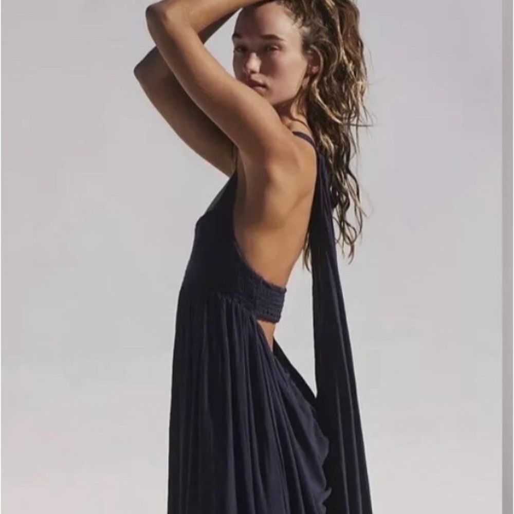 Free People Look My Way Maxi Dress deep blue XS NWOT! Fabulous